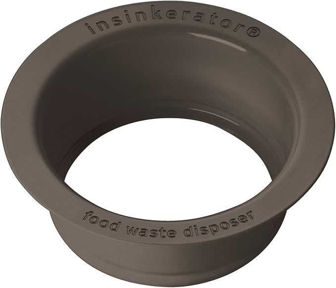 Mocha bronze sink flange with InSinkErator branding and center opening for 3/4 inch drain.