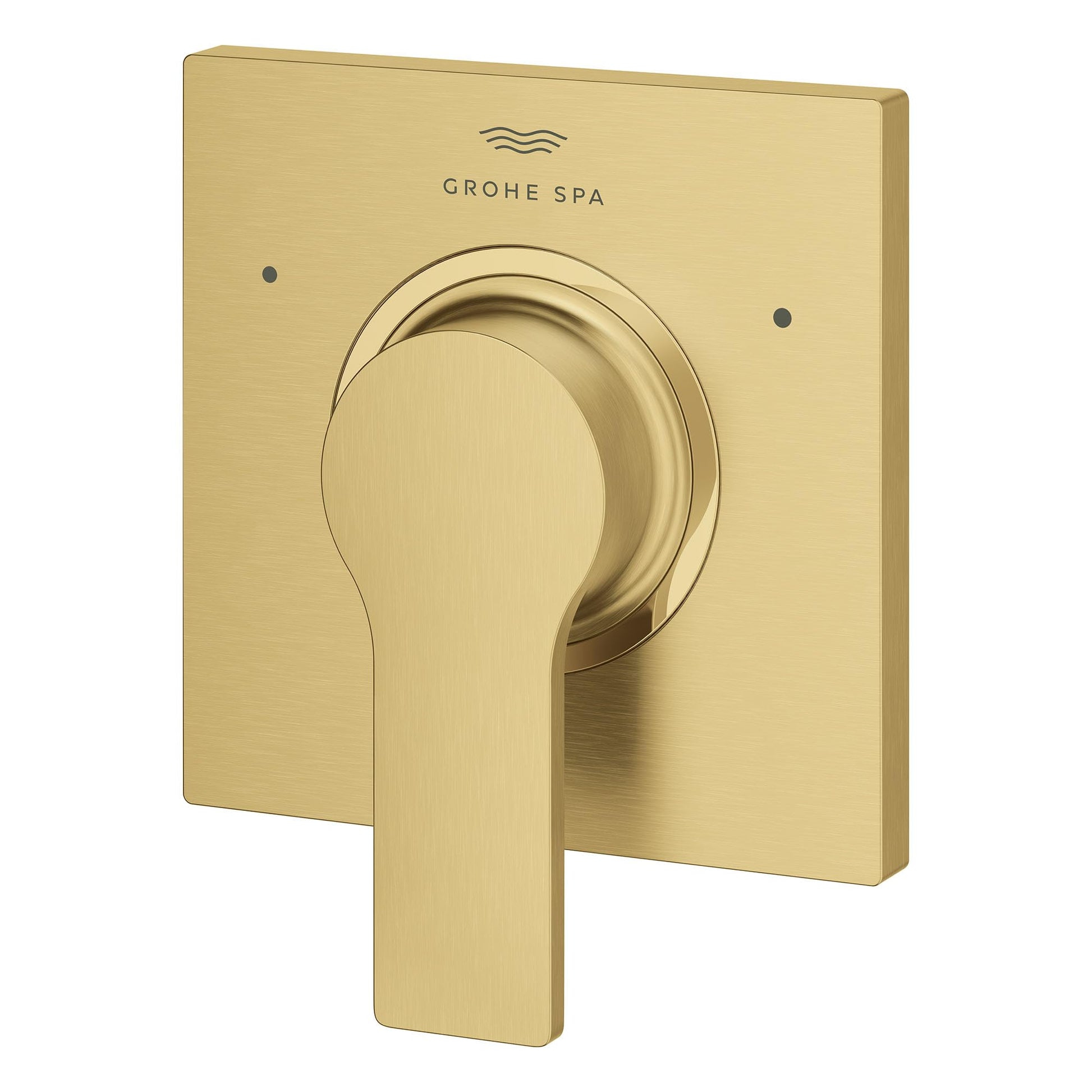 Grohe Allure brushed nickel 3-way diverter valve trim with square plate and lever handle.