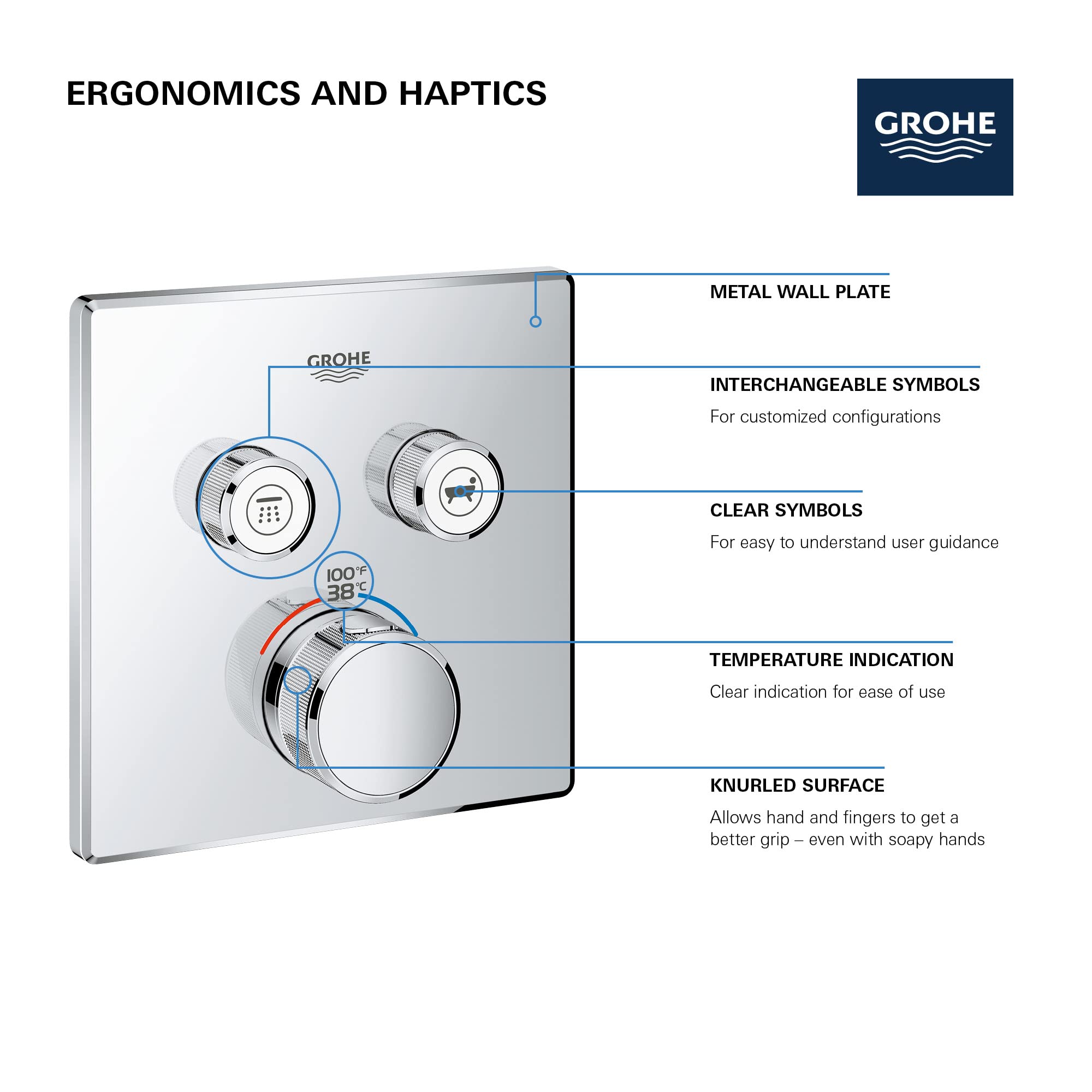 Grohe Grohtherm 291412430 Dual Function Thermostatic Valve Trim in Matte Black