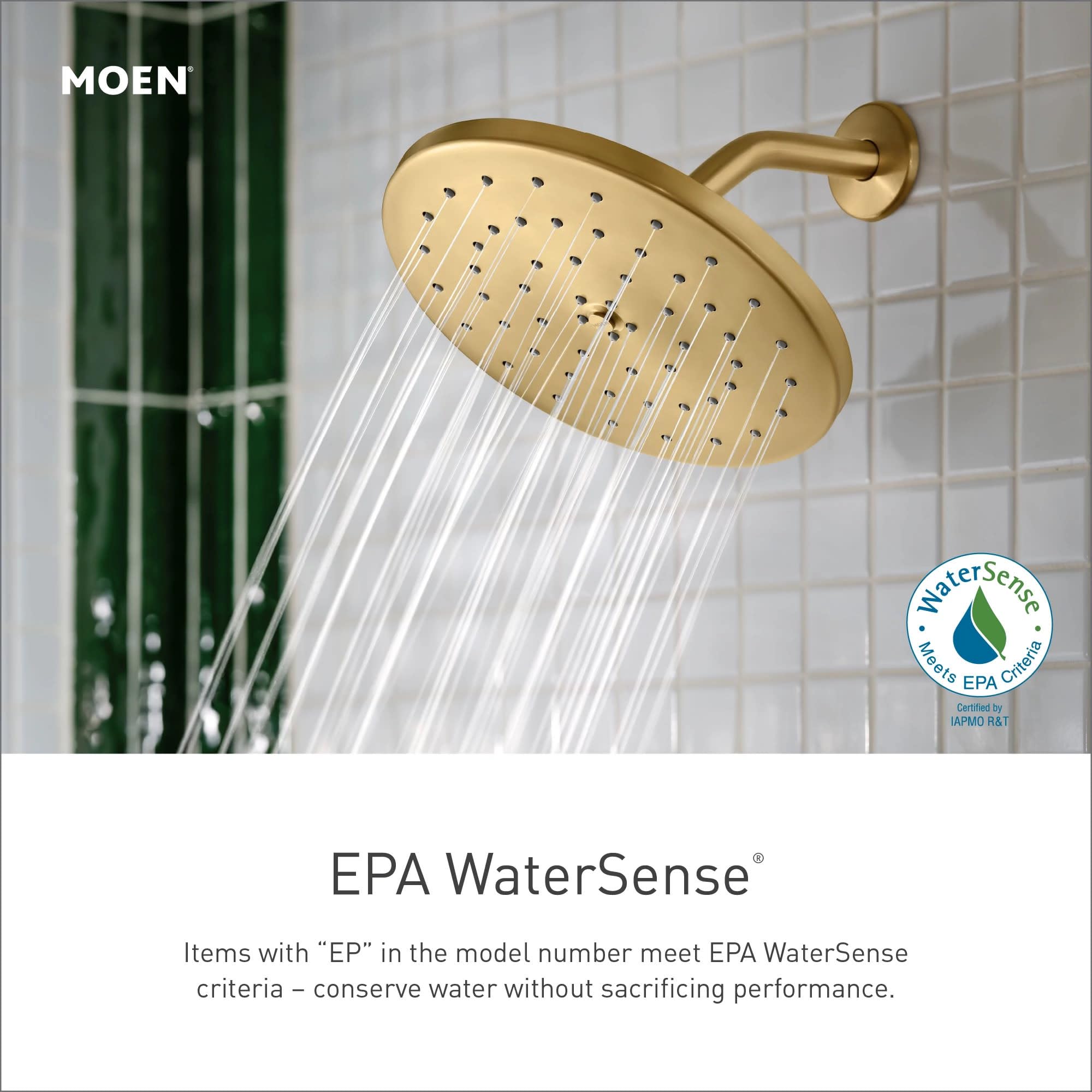 Moen Greenfield Bathroom Shower Faucet with Showerhead Shower Lever Handle and Tub Spout in Brushed Gold - UT2323EPBG