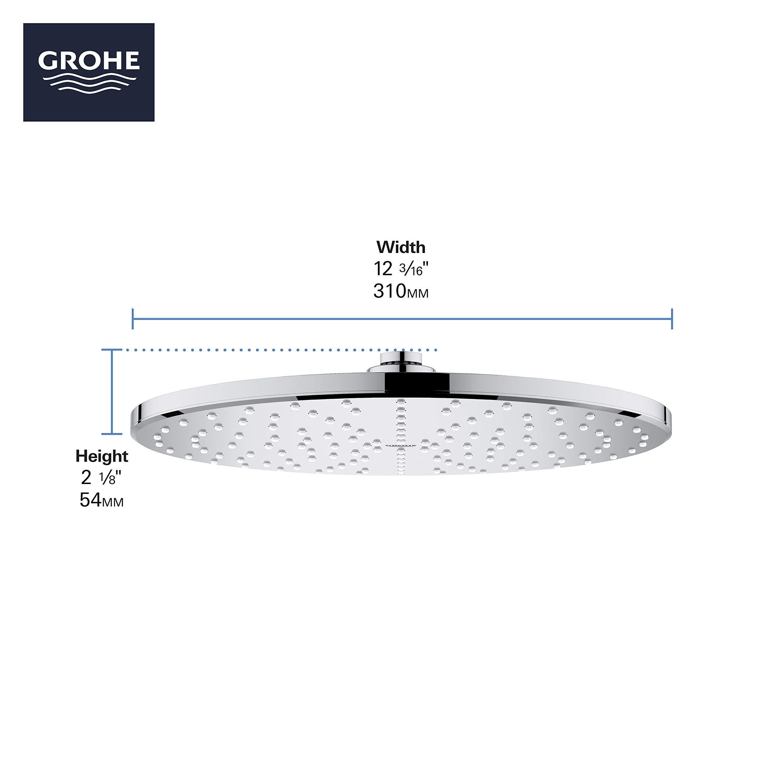 Grohe Rainshower 26569A00 310 Mono Shower Head, 12" - 1 Spray, 1.75 gpm in Grohe Hard Graphite