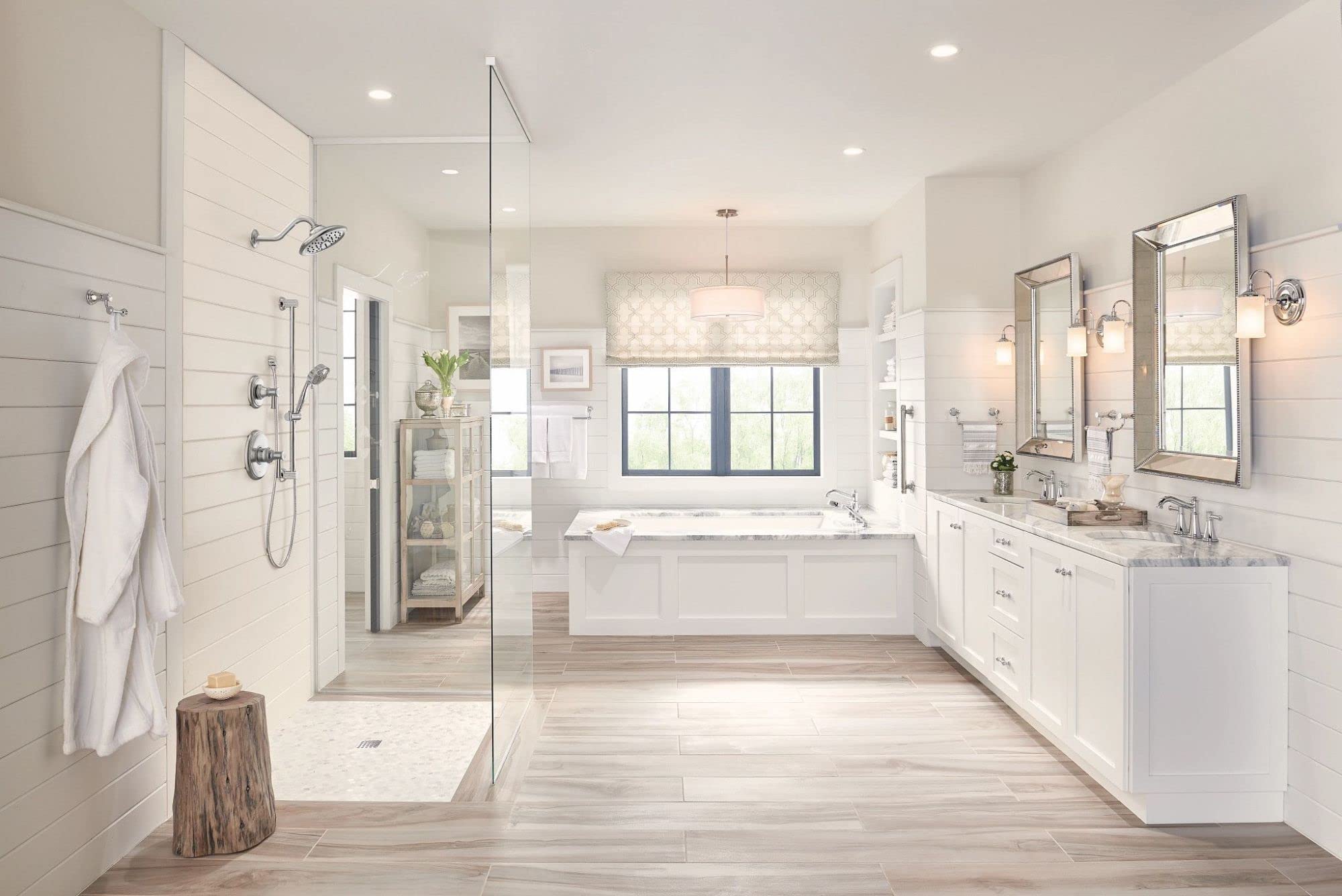 Moen Belfield Belfield Two Handle Deck Mounted Roman Tub Faucet and Hand Shower without Valve in Chrome - T9024
