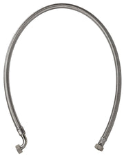 Chrome-plated flexible connection tube with threaded fittings on both ends.