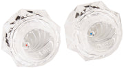 Two clear Delta H41 knob handles with colored indicator dots, shown from front and back views.