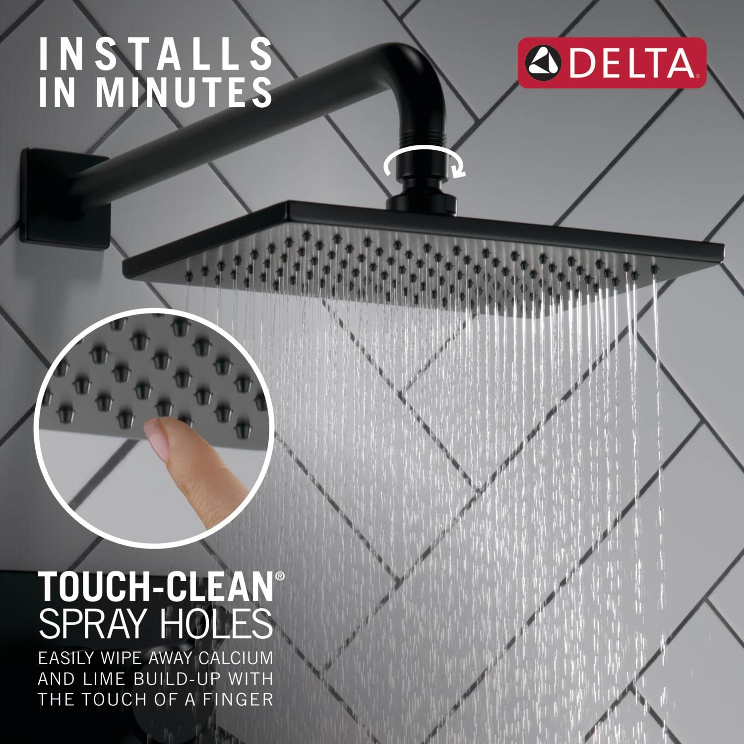 Delta Universal Showering Components RP62955BL Single Setting Overhead Shower Head in Matte Black Finish