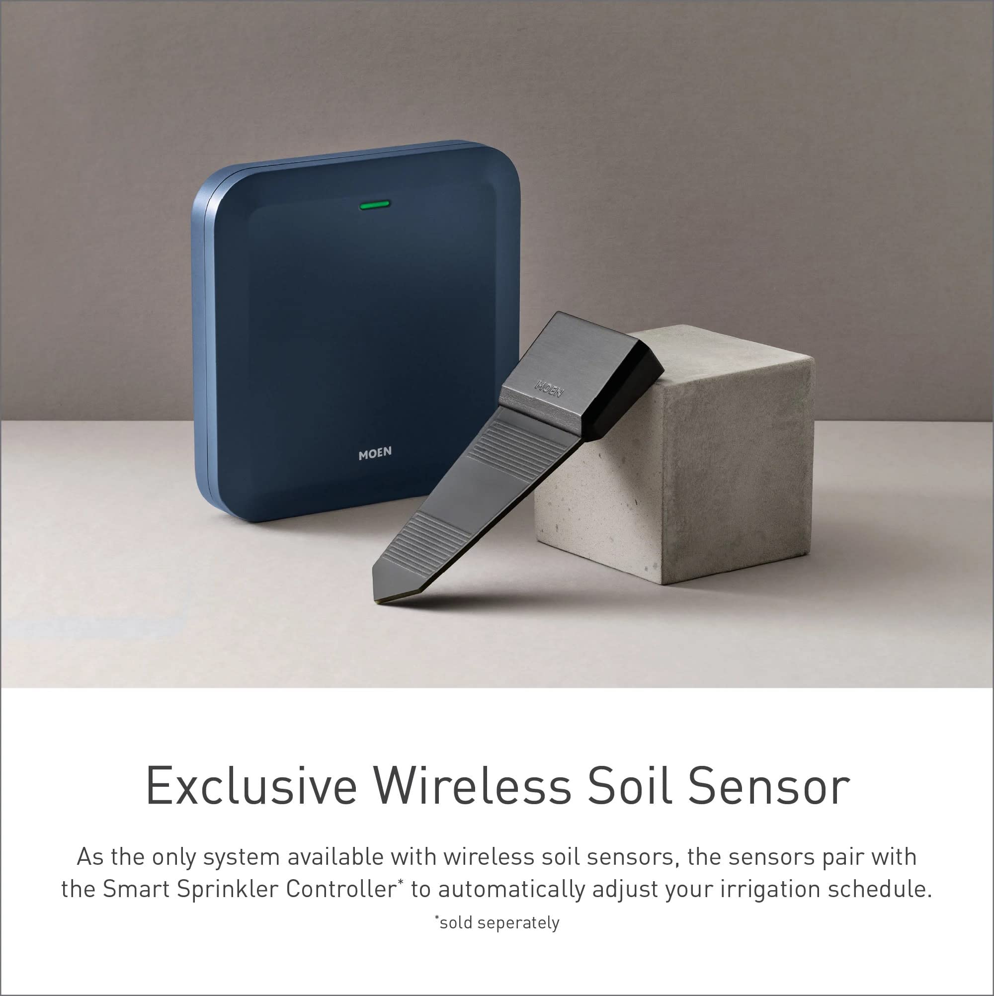 Moen Smart Wireless Soil Sensor Automatic Moisture Meter Measurement for Lawn Plant Water Meter for Exterior Enclosures in Black - WISNS002G1USA