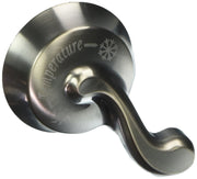 Stainless steel temperature control knob with curved lever handle and circular mounting plate showing temperature and snowfla