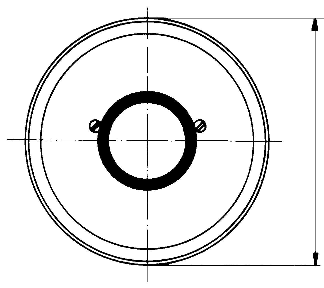 Chrome circular escutcheon with center opening and mounting holes, shown from front view.