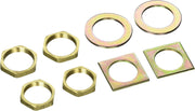 Brass hexagonal nuts and zinc-plated flat washers for ledgemount Roman tub faucet installation.