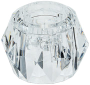 Clear acrylic knob handle with faceted geometric design and central mounting post.