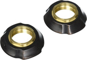 Two Venetian bronze flange assemblies with brass-colored threaded centers and dark metallic finish.