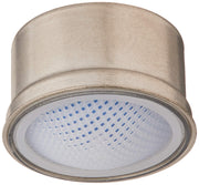 Chrome-finish cylindrical strainer with perforated white insert and metal mesh grid interior.