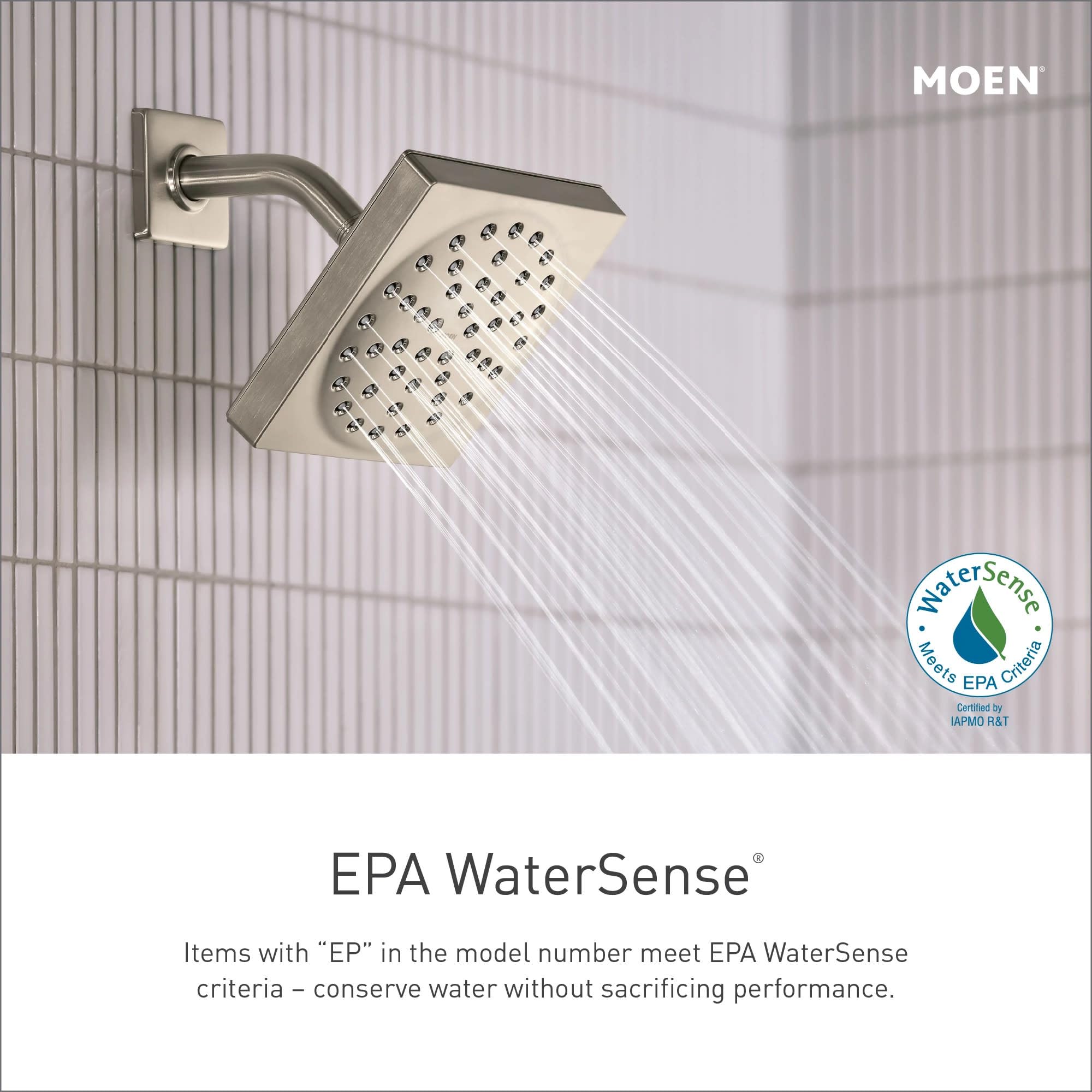 Moen 8" Eco Performance Single Function Rainshower Showerhead with Immersion Technology in Brushed Nickel - S6360EPBN