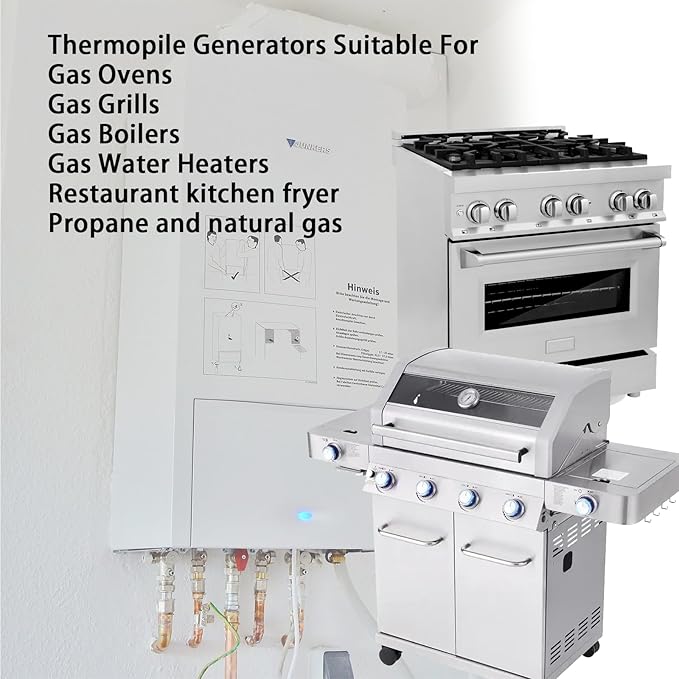 Robertshaw 1951-001 thermopile generator 36" with installation diagram and gas appliance examples.