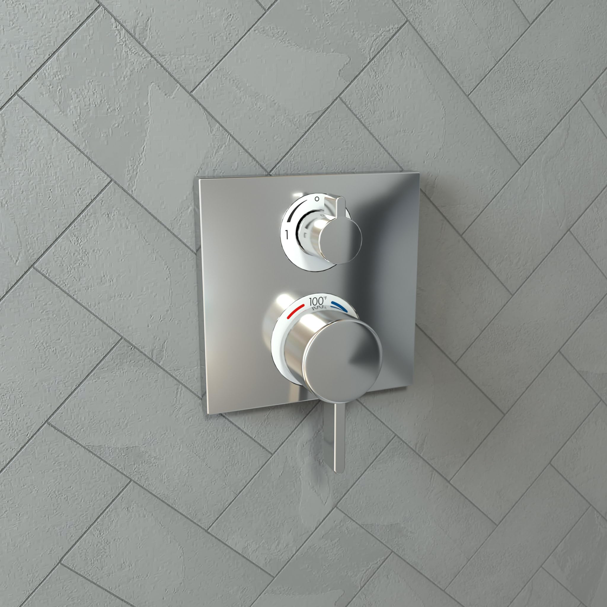 Hansgrohe 15714001 Ecostat Square Thermostatic Trim with Volume Control and Diverter in Chrome