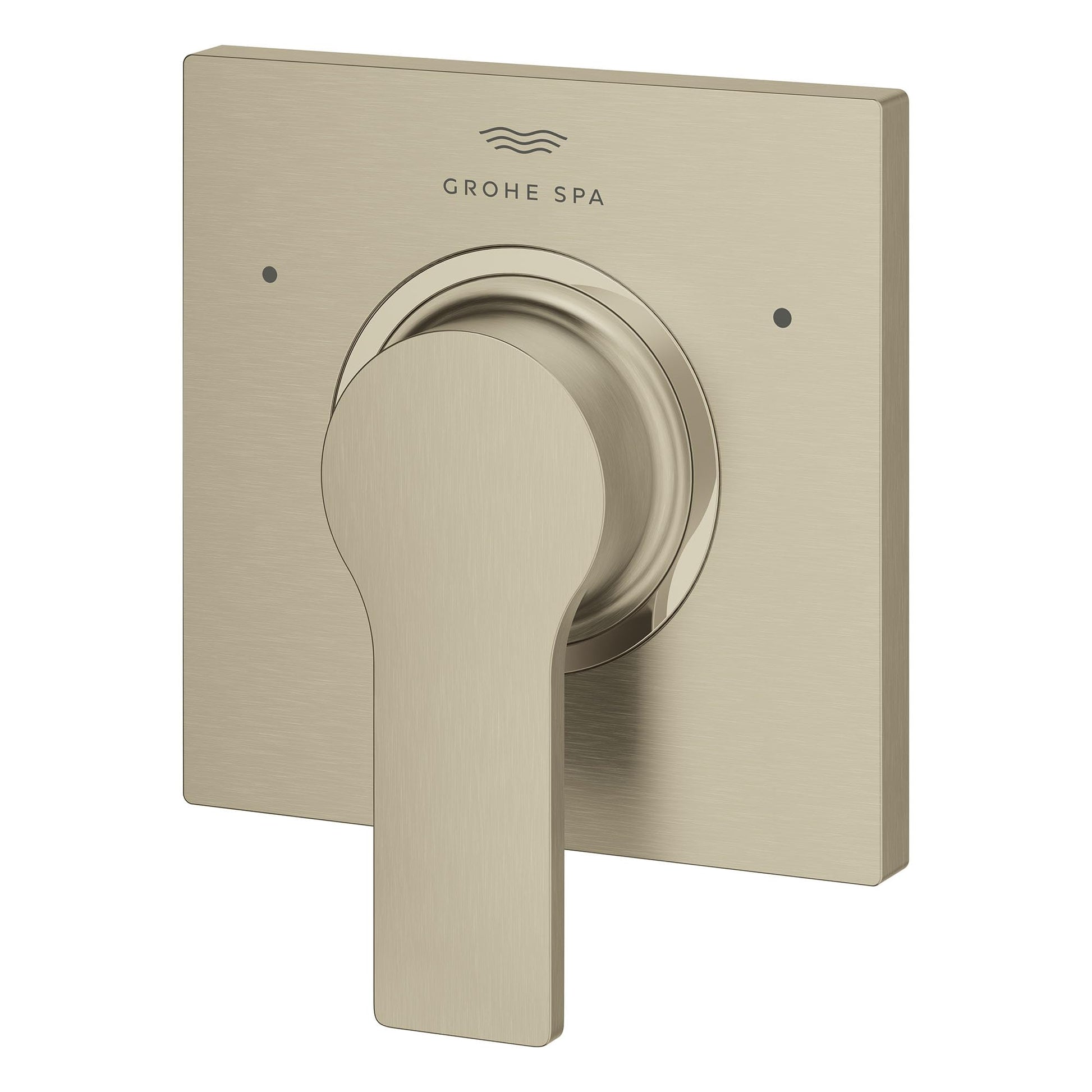 Grohe Allure brushed nickel 3-way diverter valve trim with lever handle and circular trim plate.