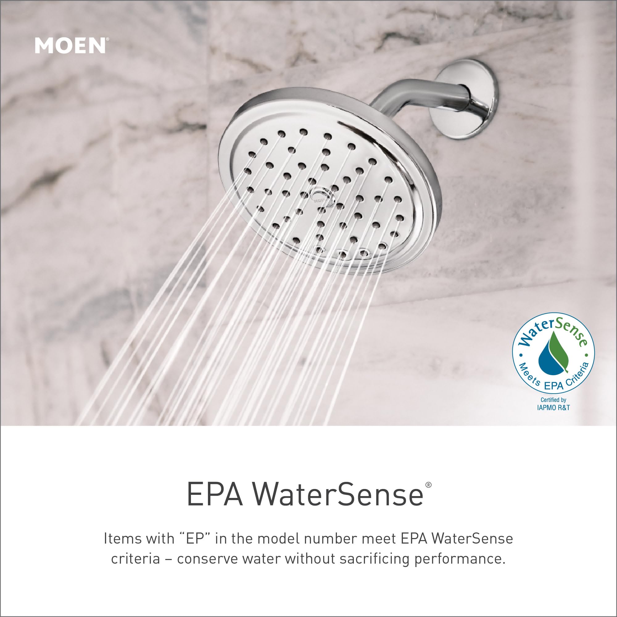 Moen 10 Inch Single Function Eco Performance Rainshower Showerhead with Immersion Rainshower Technology in Chrome - S112EP