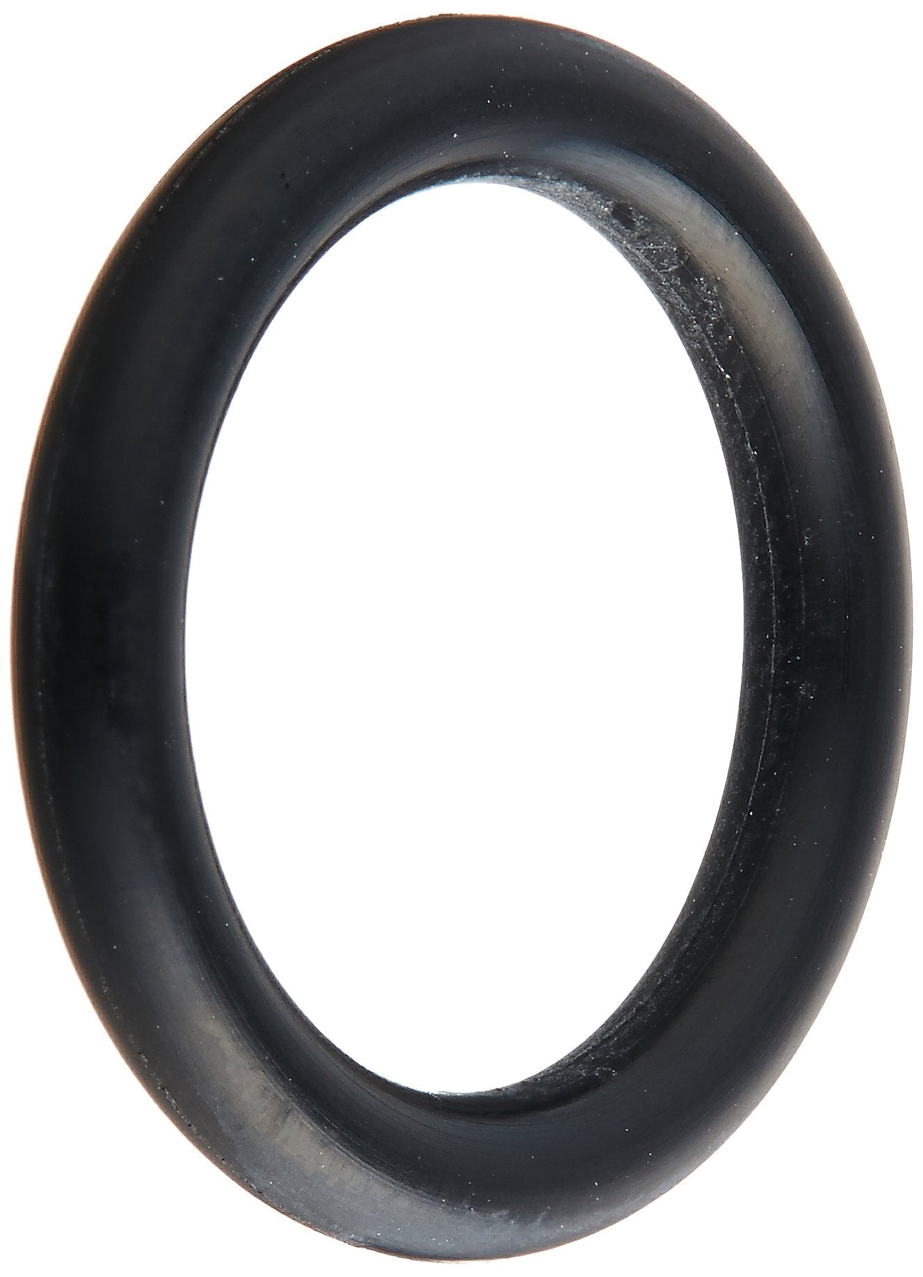 Black rubber o-ring with oval shape and visible wear marks on surface.