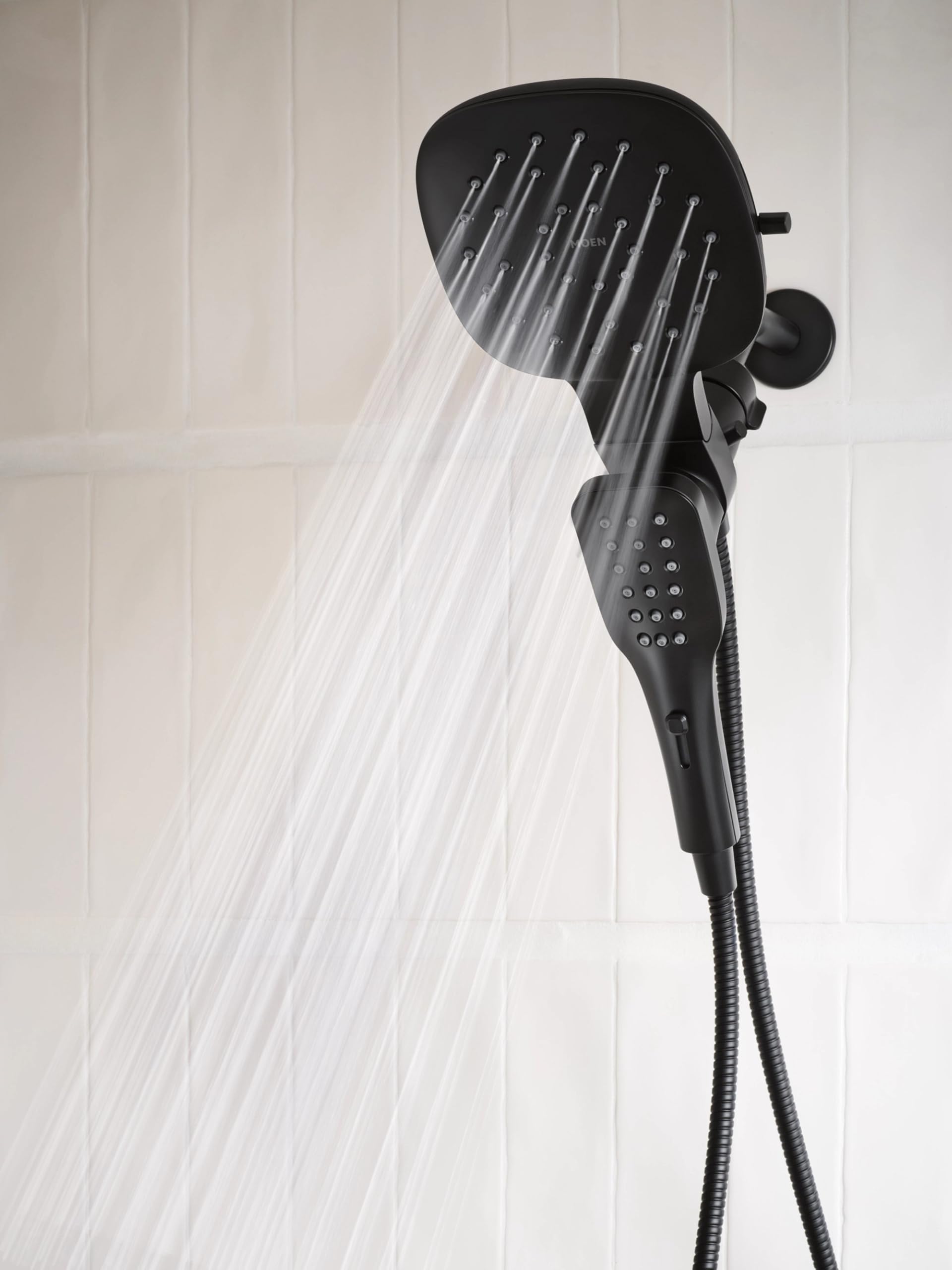 Moen Verso Eco Performance Infiniti Dial Square Rain Shower Head with Detachable Hand Shower Combo 7 Inch Spray Head in Matte Black - 220C5EPBL