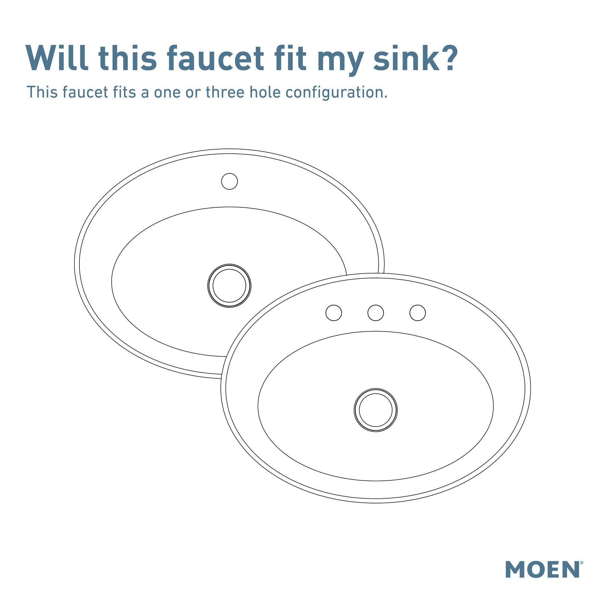 Moen One Handle Modern Bathroom Faucet with Drain Assembly and Optional Deckplate in Brushed Nickel - 6190BN