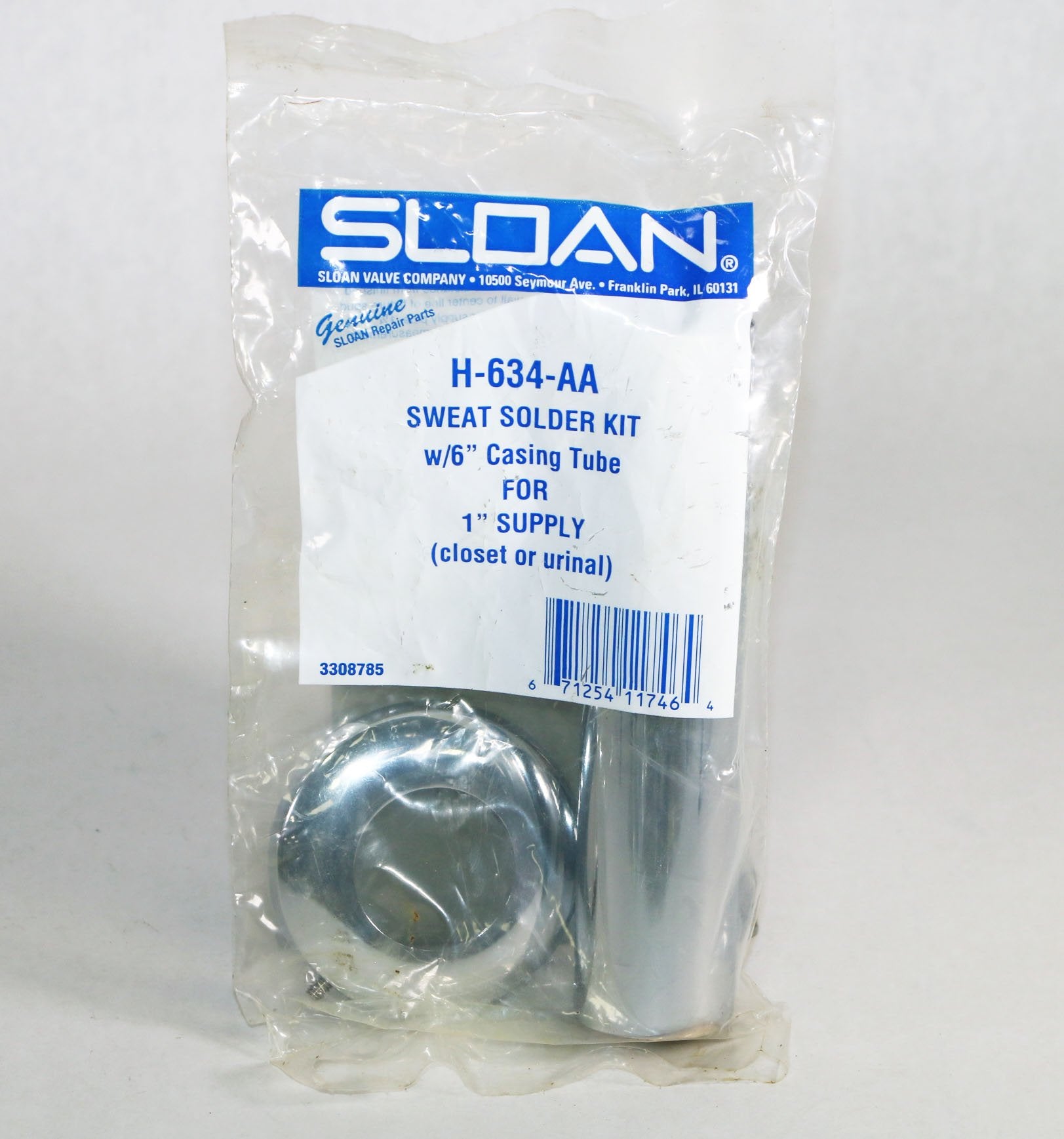 Sloan 3308785 H-634-AA Sweat to Thread Adapter Kit with 6" Casing Tube for 1" Supply