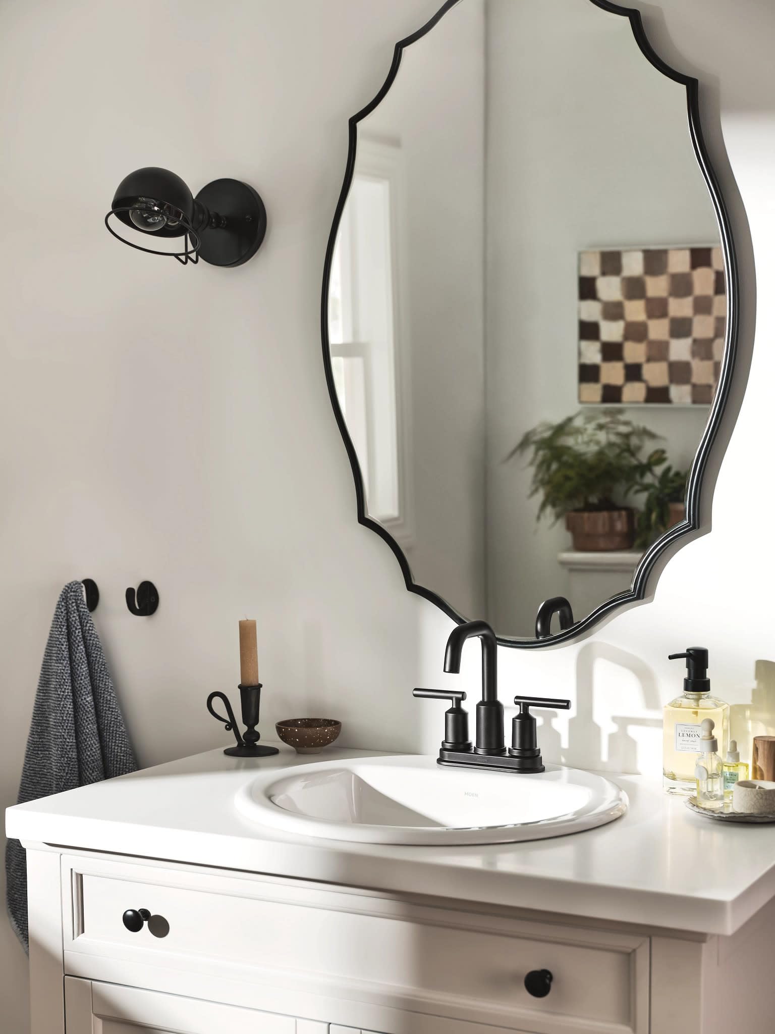 Moen Gibson Two-Handle Centerset Bathroom Faucet in Matte Black - 6150BL