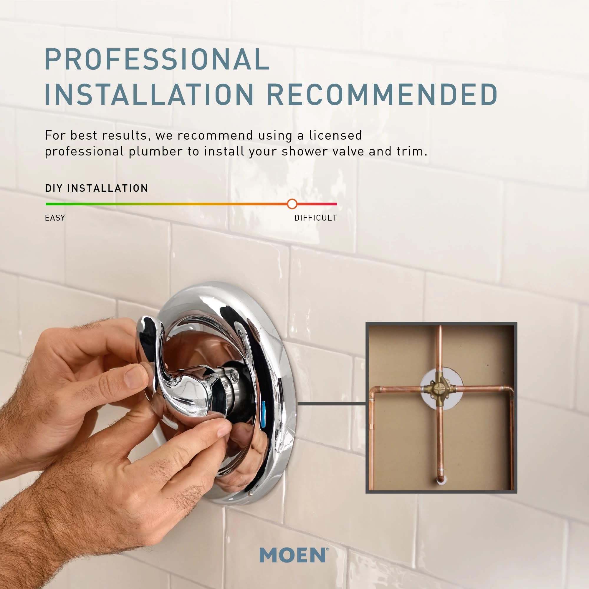 Moen Greenfield Bathroom M CORE 3 Series Shower Trim Set with Wide Showerhead Shower Handle and Tub Spout in Chrome - UT33323BL