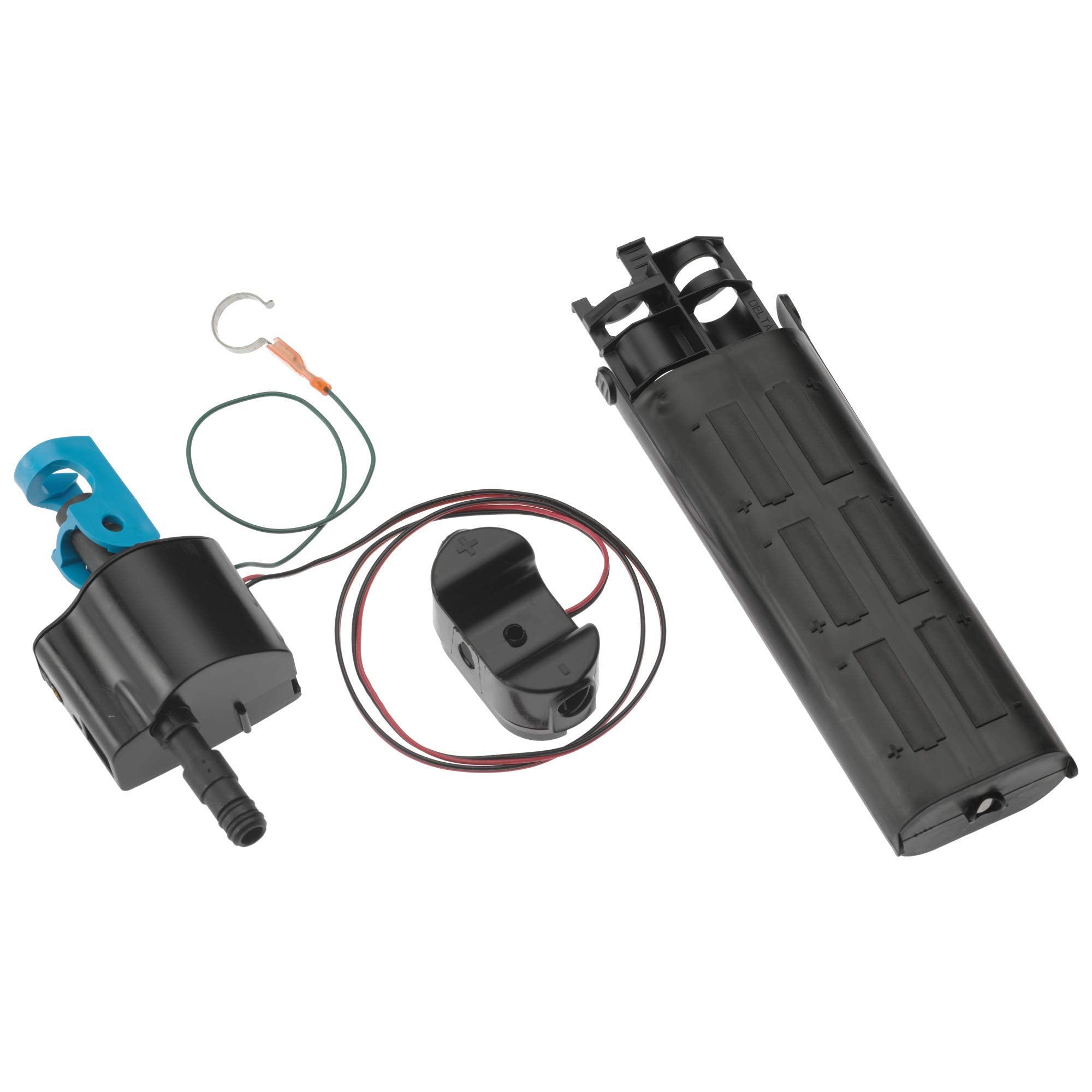 Delta EP92546 solenoid assembly with cylindrical black housing, wiring harness, and blue lever connector component.