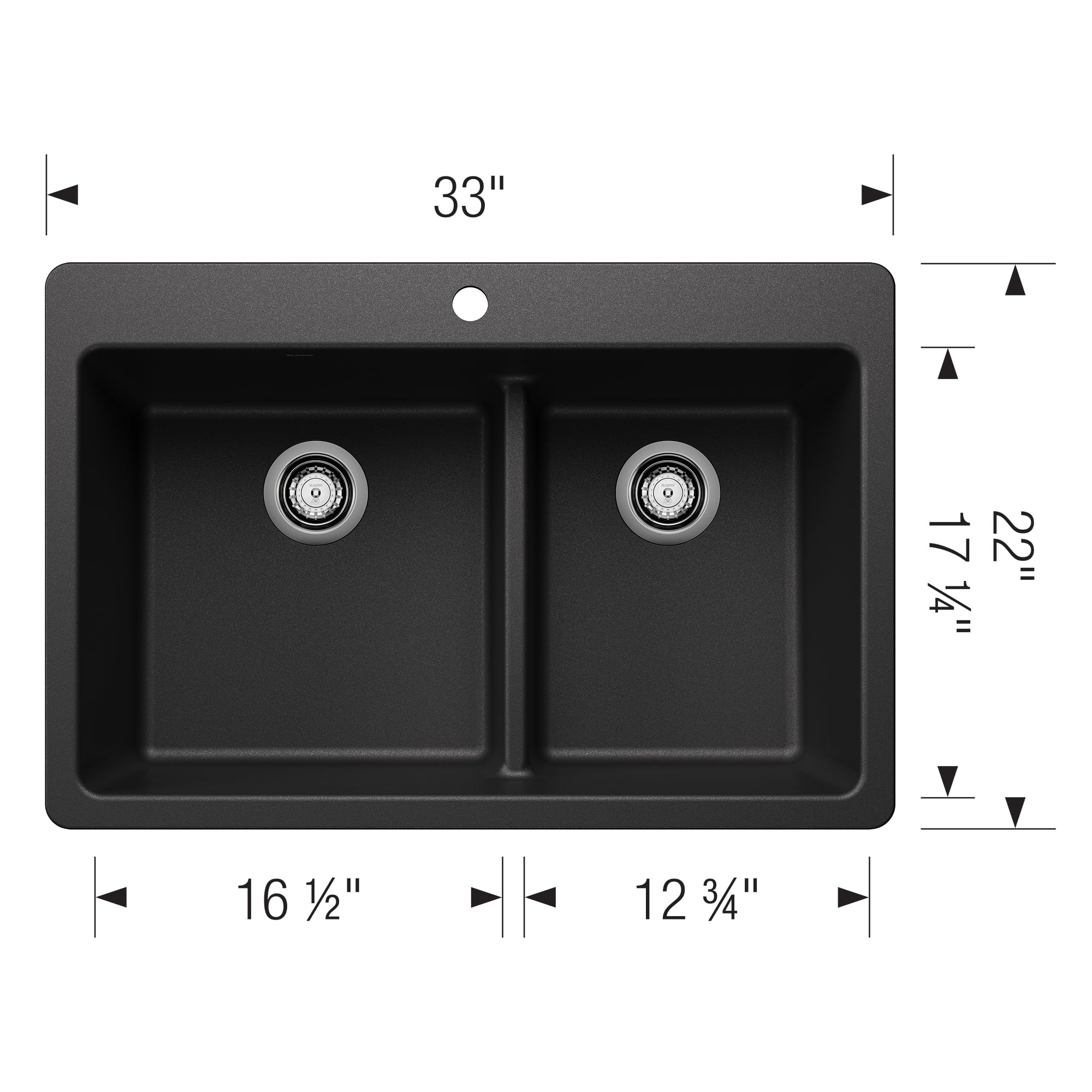 Blanco Liven 1-3/4 Bowl Low Divide Dual Mount Sink in Anthracite - 443211