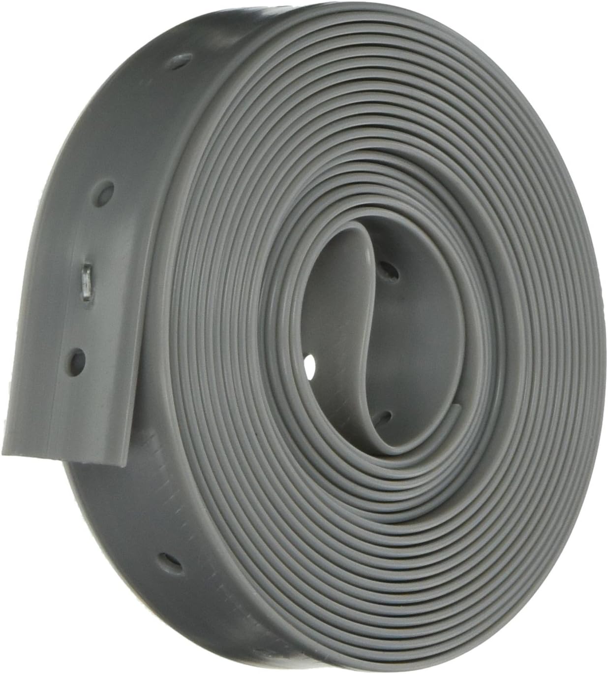 Gray polypropylene hanger strap coiled with mounting holes along the edge.