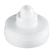 White plastic cleaning cartridge adapter with threaded base and central connector post for Grohe Blue systems.