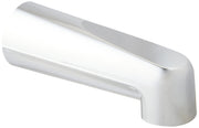 Chrome tub spout with curved spout opening and rounded wall mount end, non-diverter style.