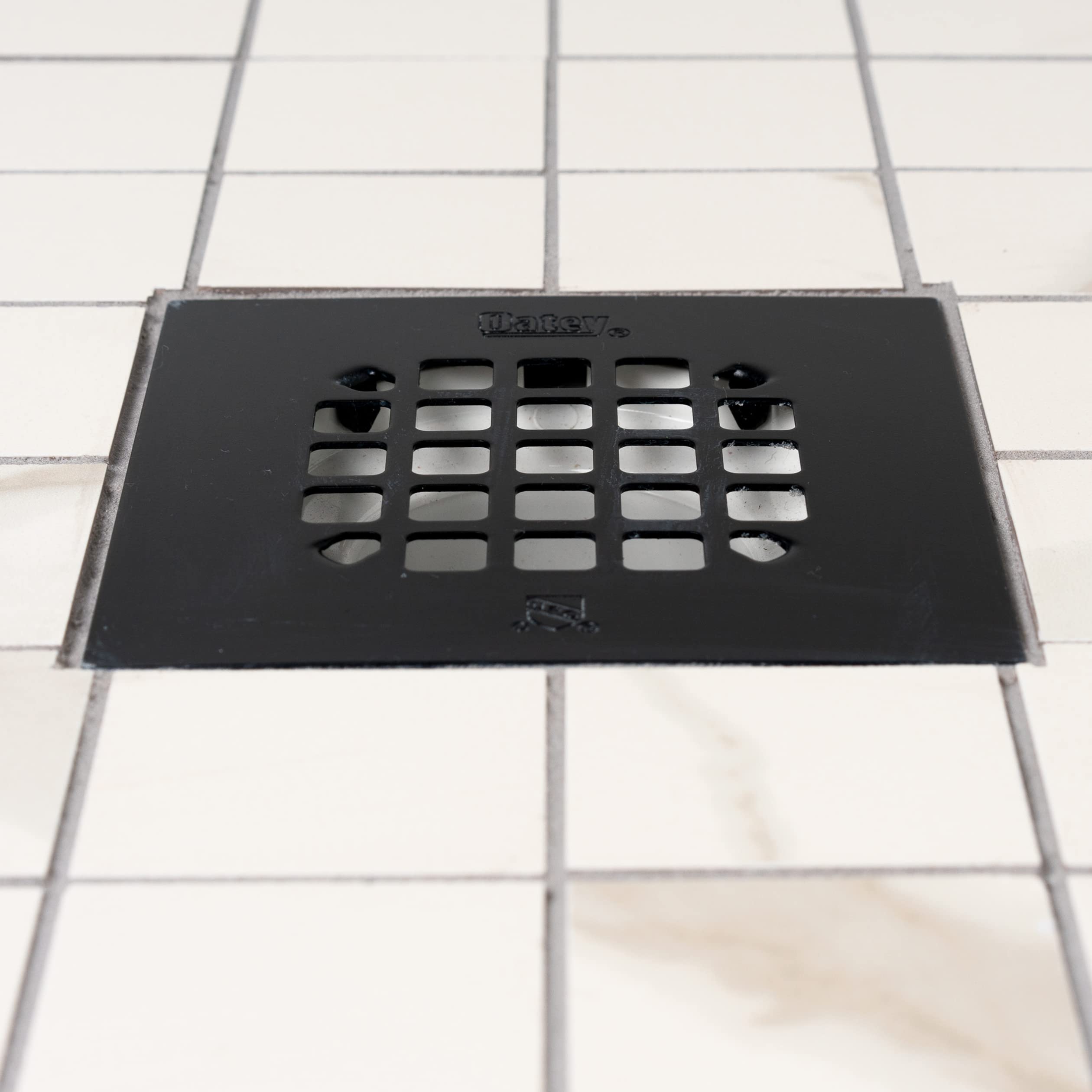 Oatey 4-1/4 in. Square Snap-Tite Shower Strainer for Tiled Showers in Matte Black - 42423