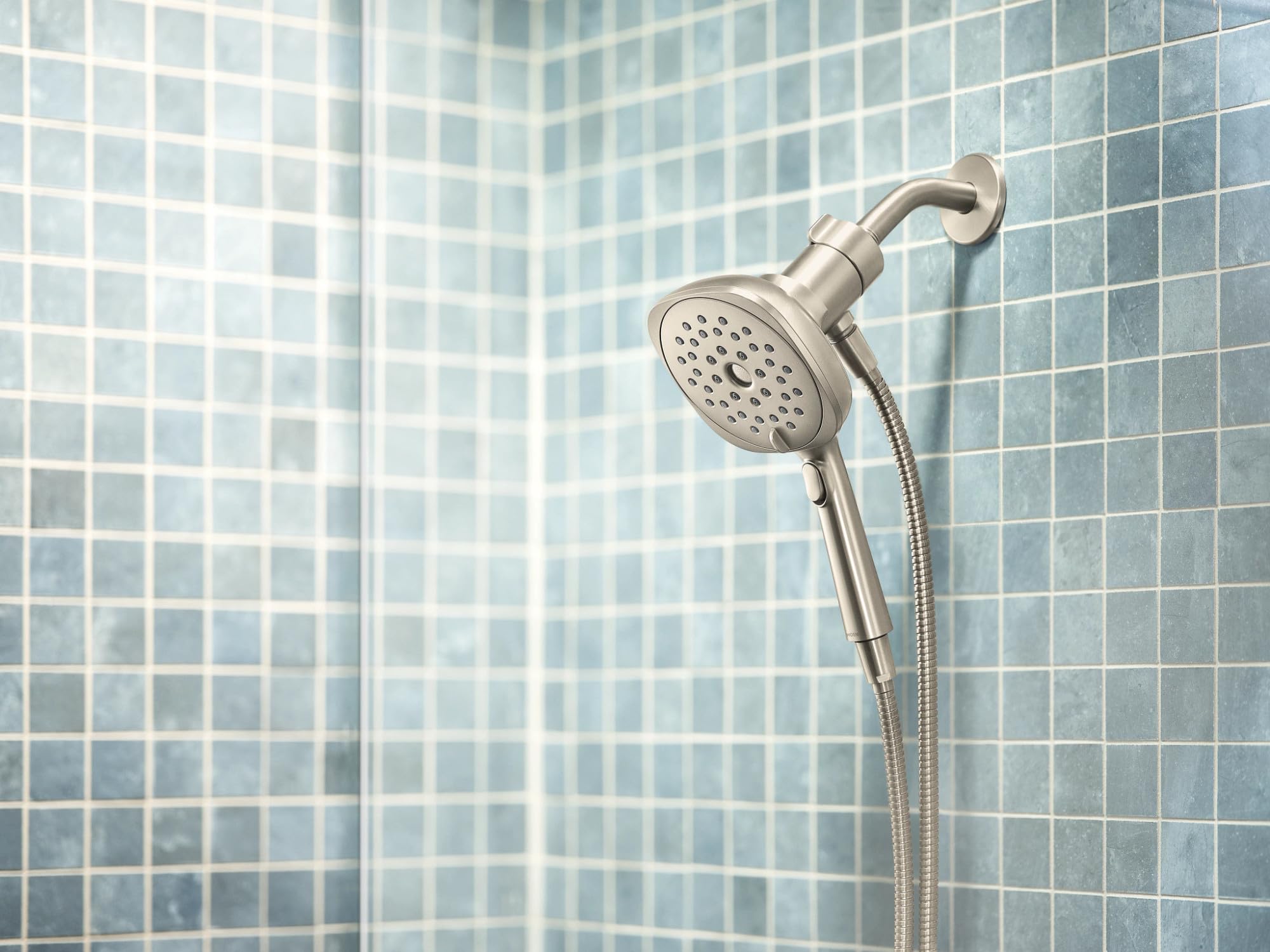 Moen Verso Eco Performance Infiniti Dial Square Handheld Shower 5 Inch Diameter Spray Head in Brushed Nickel - 220H5EPBN