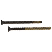 Two countersunk screws with black and bronze-finish threaded shafts.