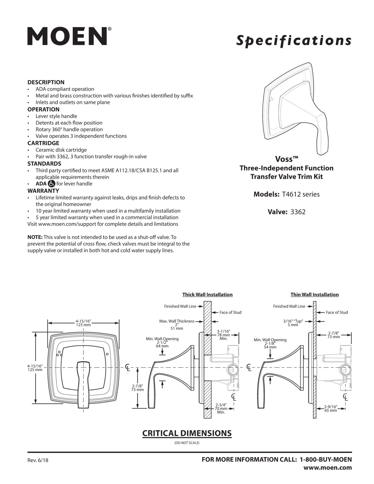Chrome shower diverter valve trim kit with single lever handle and curved rectangular escutcheon plate.
