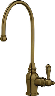 Tuscan bronze drinking water faucet with curved spout and lever handle.