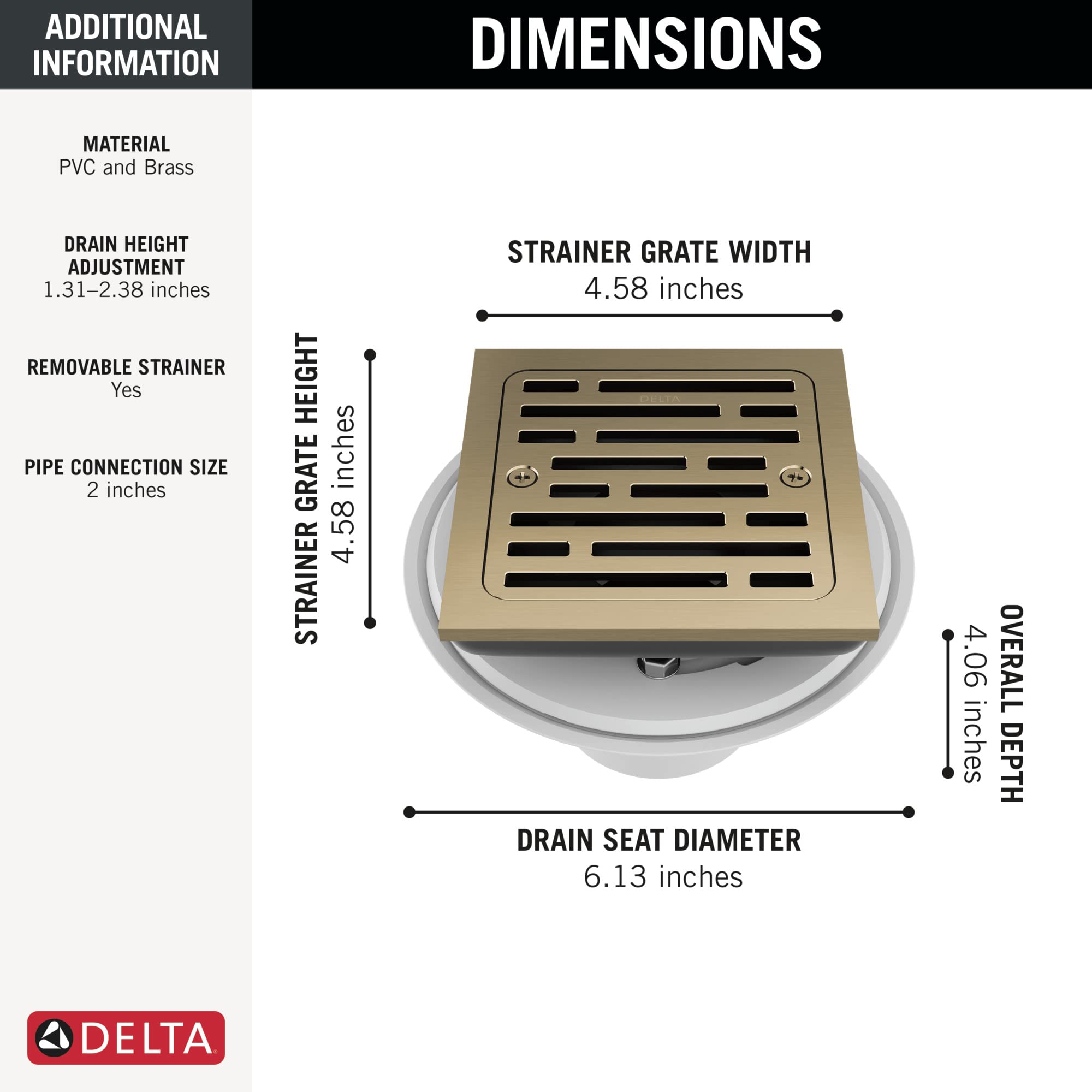 Delta Tile-In Square Shower Drain in Champagne Bronze - DT062412-CZ