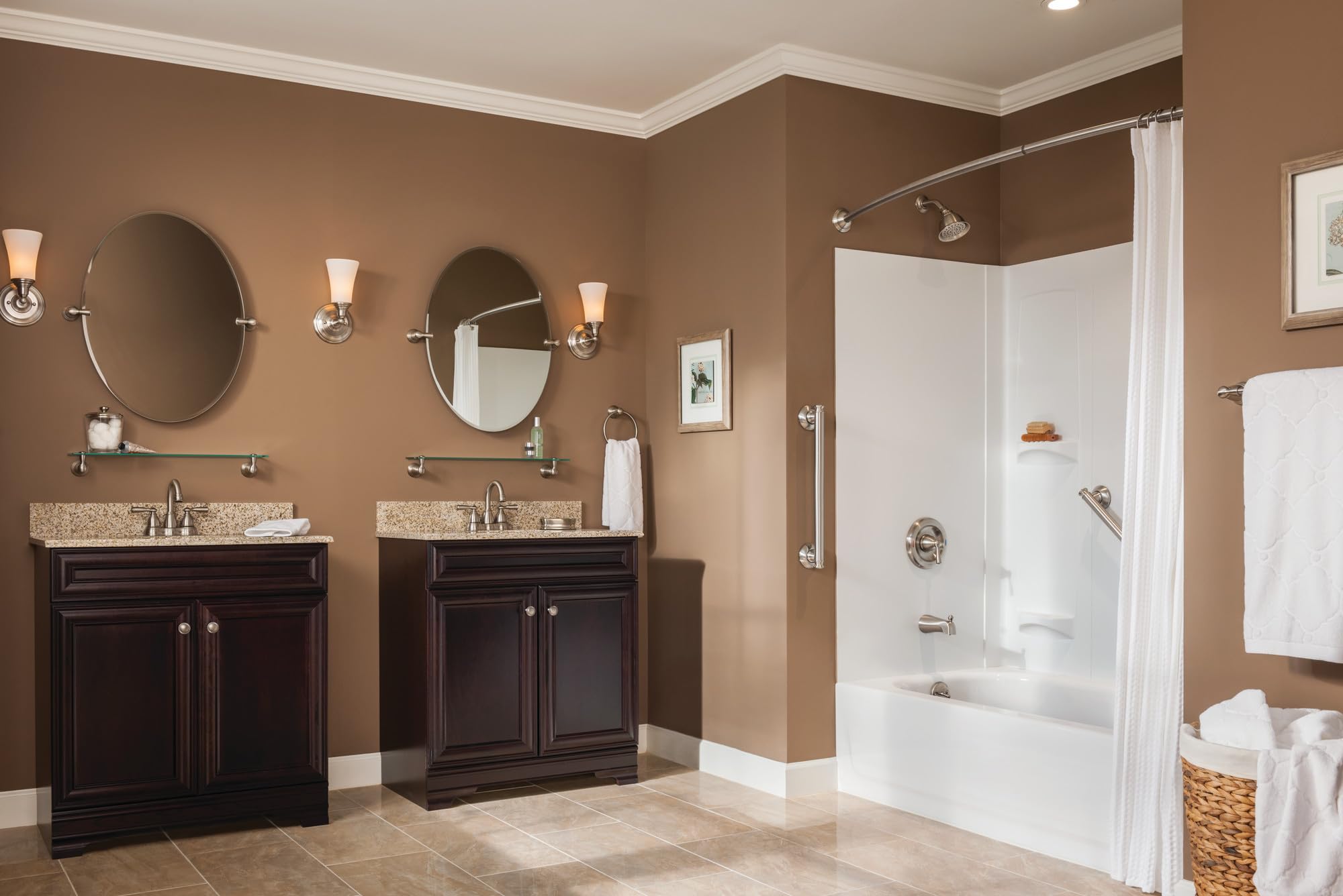 Moen Brantford Posi Temp Pressure Balancing Eco Performance High Pressure Tub and Shower Trim Kit with Shower Head Arm Lever Handle Flange and Tub Spout in Brushed Nickel - T2153EPBN