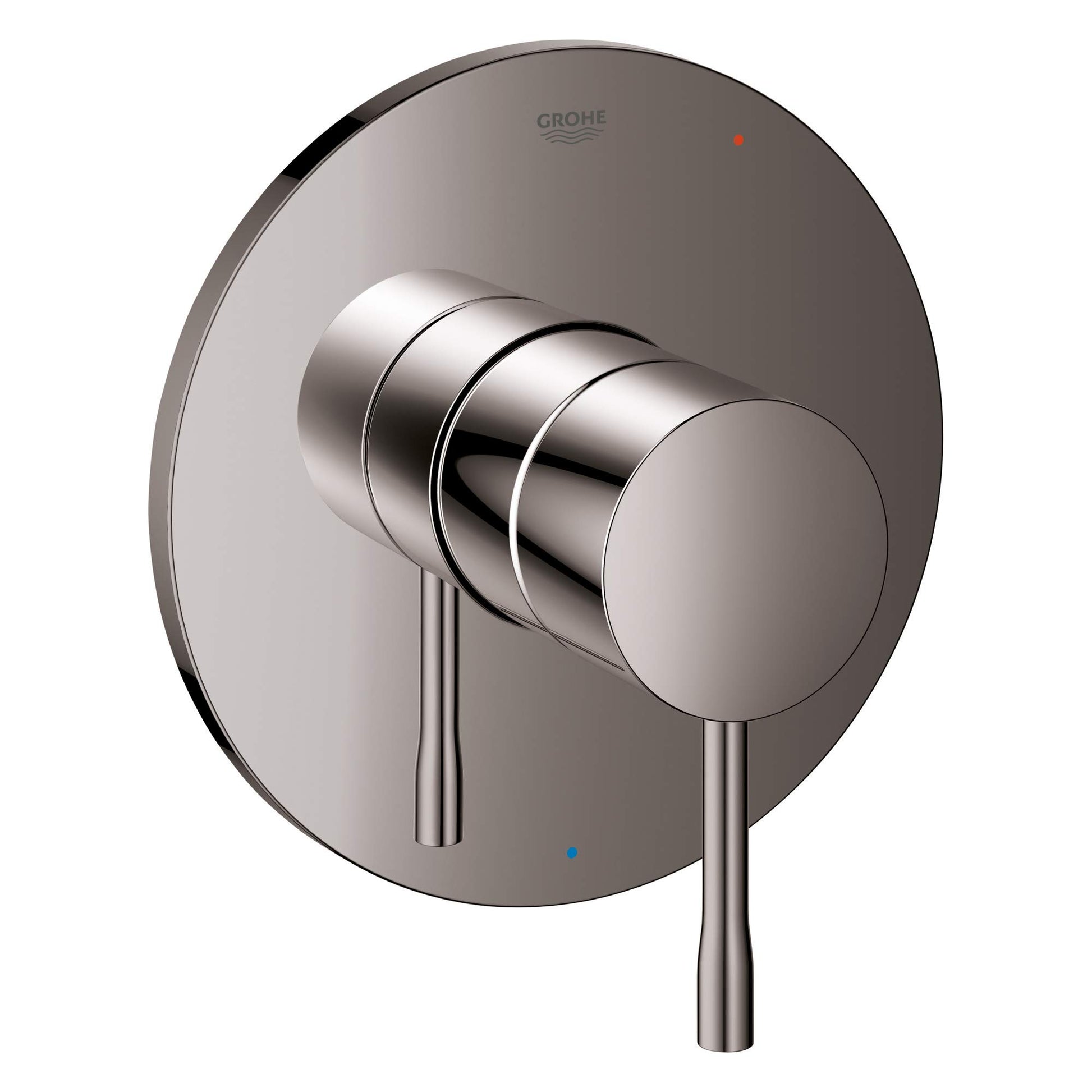 Grohe Essence pressure balance valve trim with cylindrical handle in hard graphite finish.