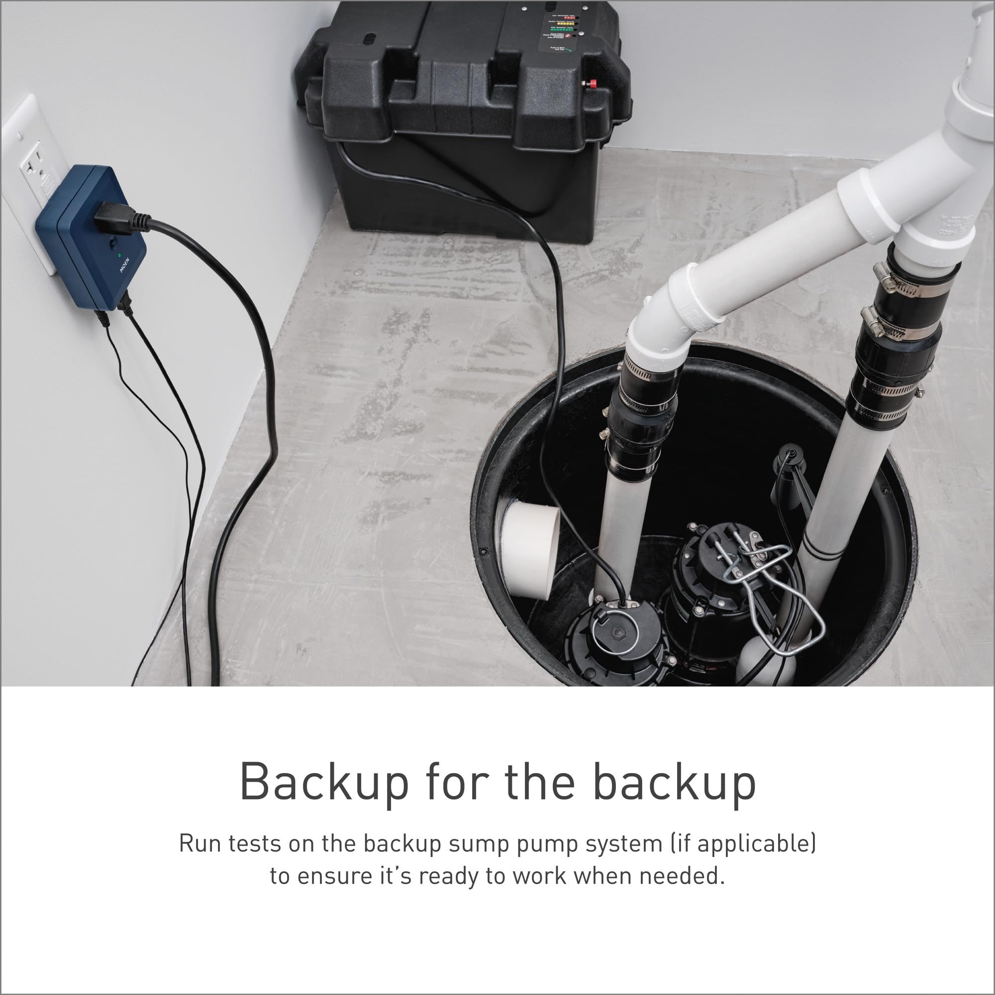 Moen Smart Sump Pump Monitor Wi Fi Connectable Water Alarm Sensor for Basement Sump Pump - S2000ESUSA