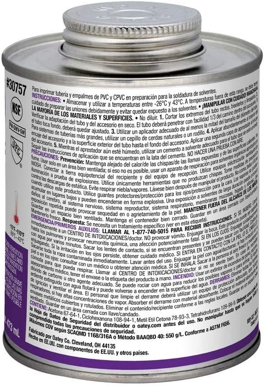 Oatey 30755 Purple Primer 4 Oz