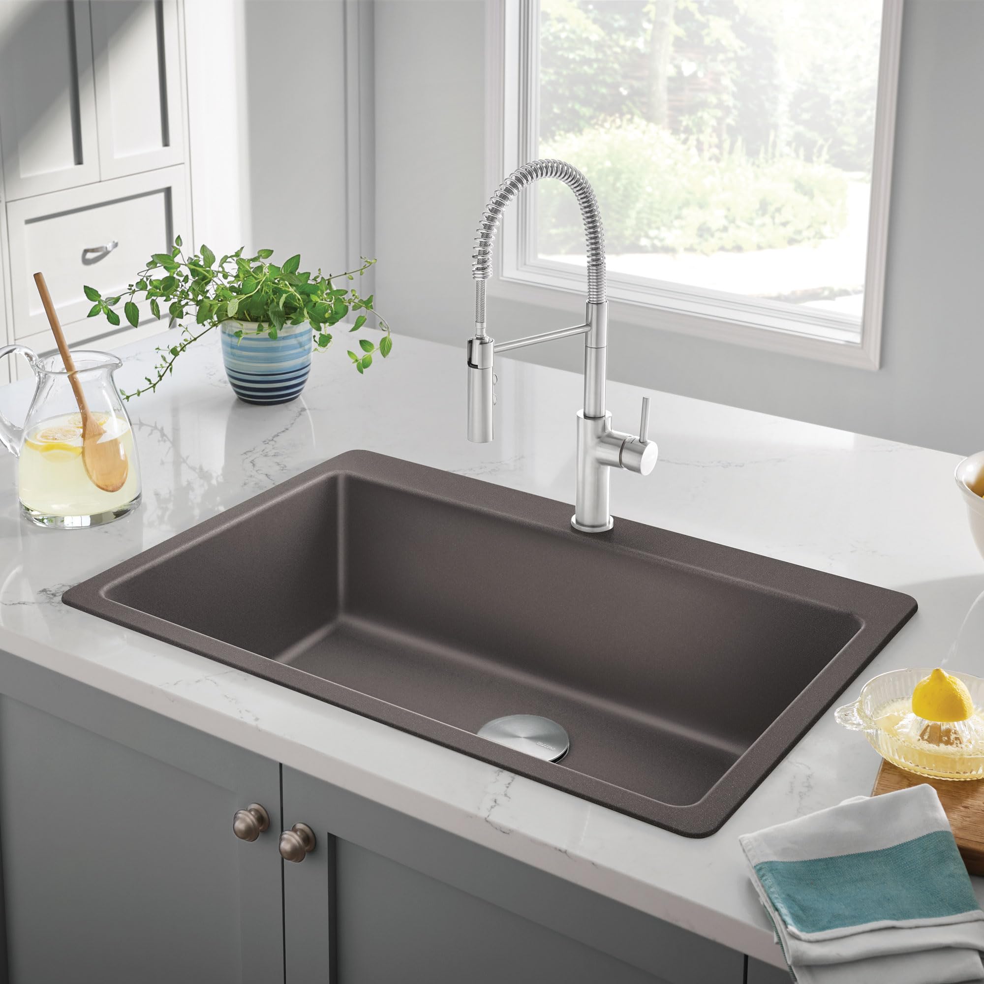 Blanco Liven 33" Super Single Bowl Dual Mount Sink in Volcano Gray - 443200
