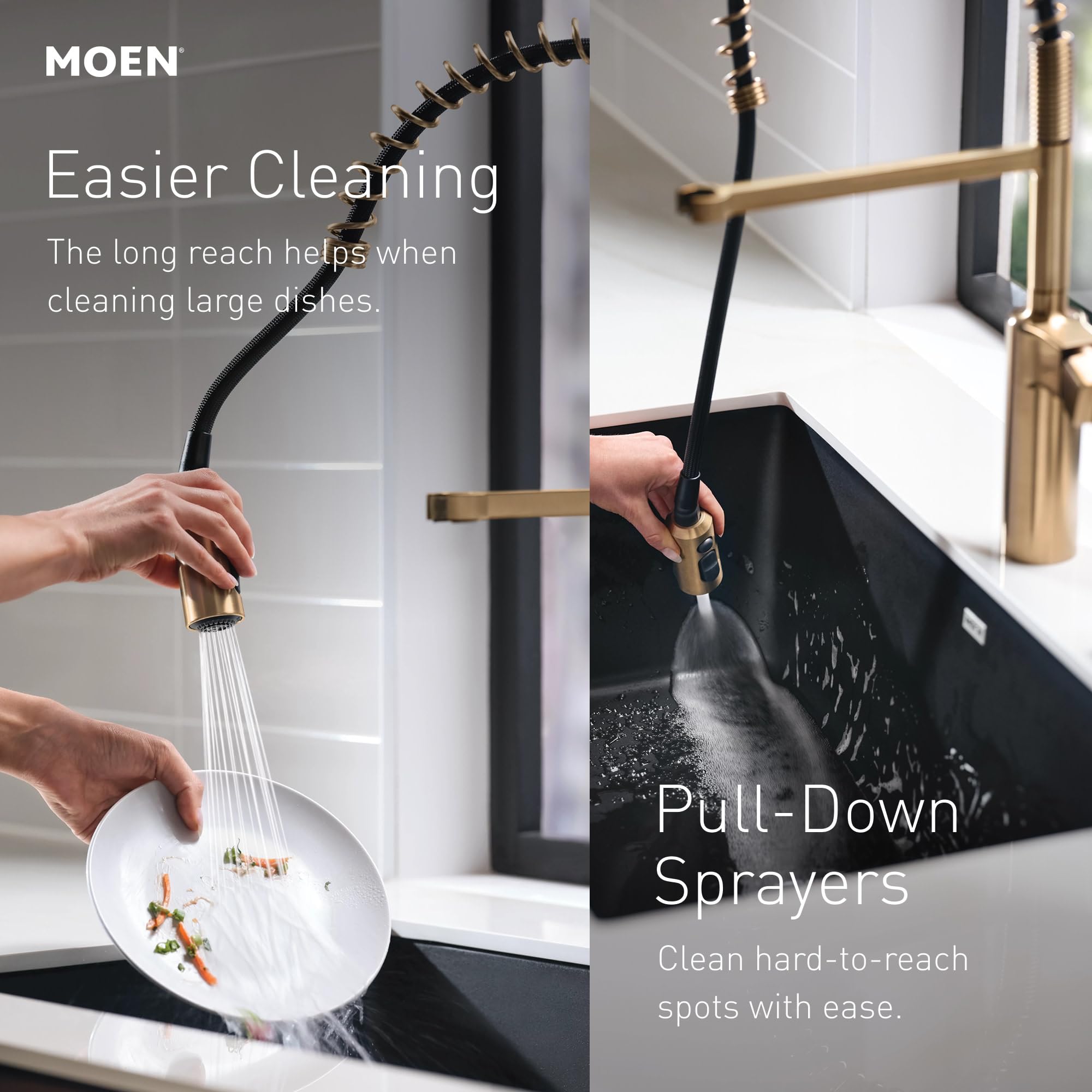 Moen Spot Resist Stainless Motionsense Wave Sensor Touchless One Handle High Arc Spring Pulldown Kitchen Faucet with Sprayer in Spot Resist Stainless - 5923EWSRS
