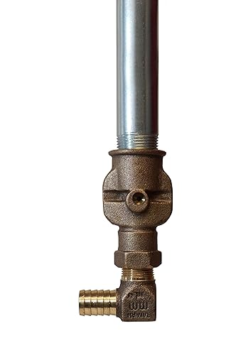 Bronze hydrant elbow connector with threaded metal pipe inlet and barbed plastic pipe outlet.