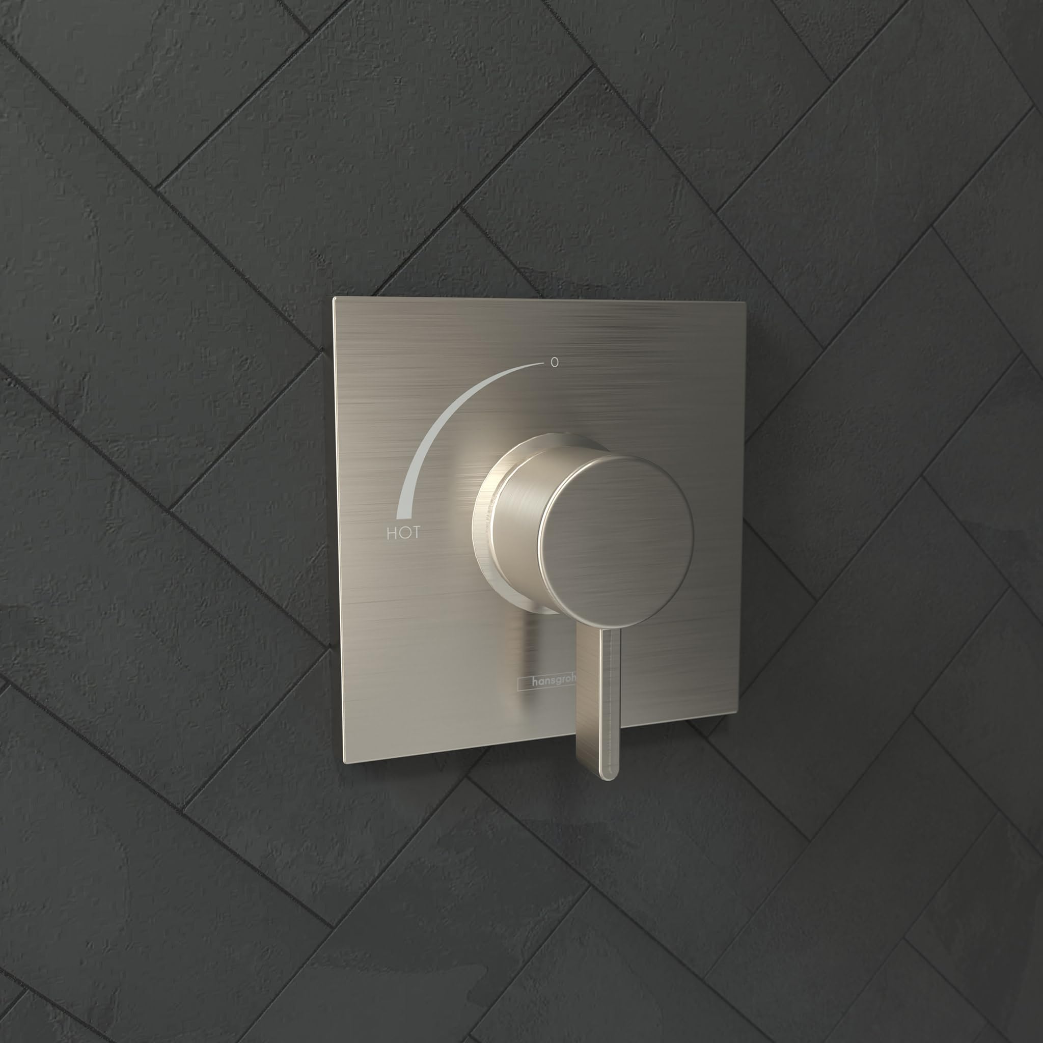 Hansgrohe 15724821 Ecostat Square Pressure Balance Trim in Brushed Nickel
