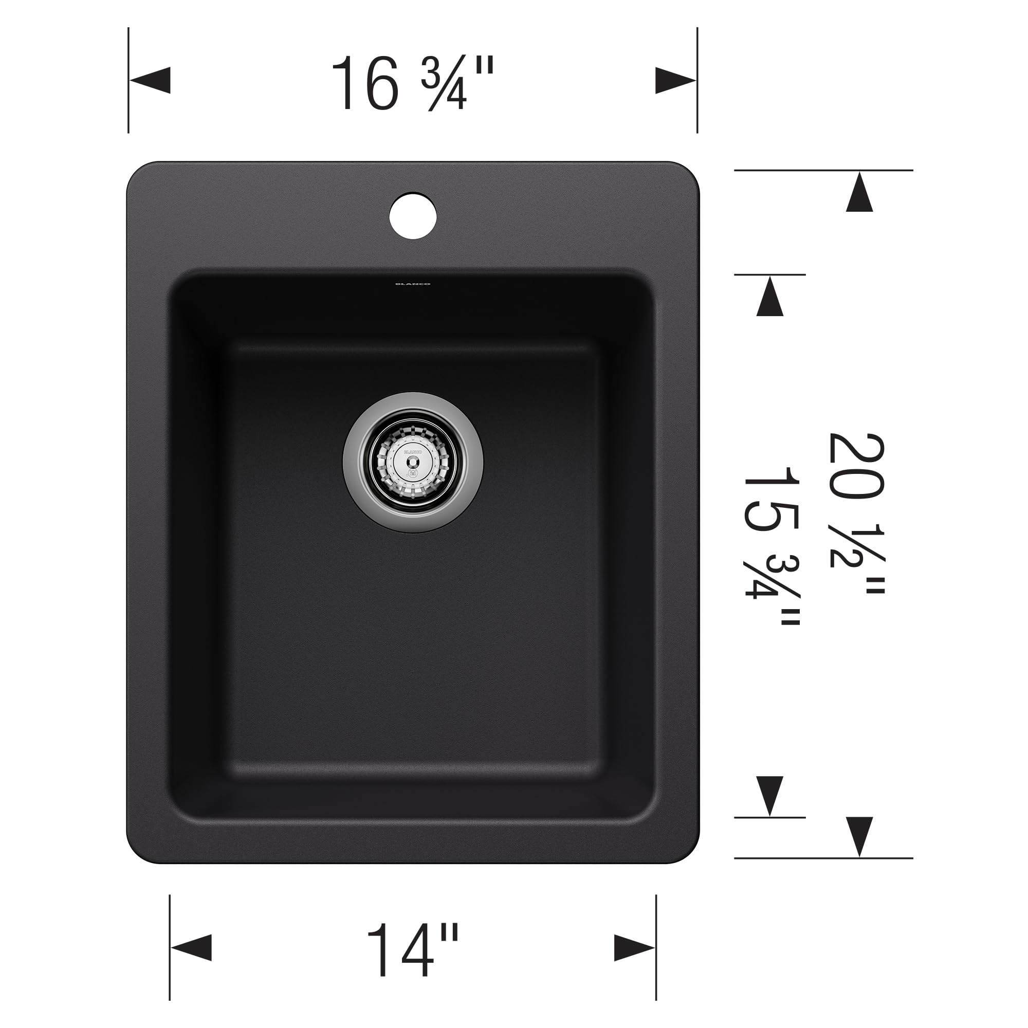 Blanco Liven Bar Style Dual Mount Sink in Coal Black - 443234