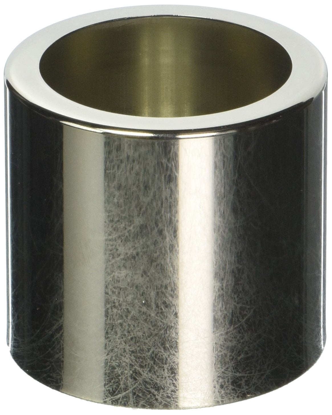 Polished nickel cylindrical trim sleeve with hollow center opening.