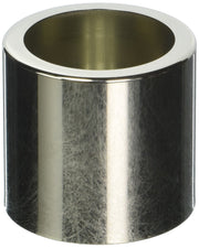 Polished nickel cylindrical trim sleeve with hollow center opening.