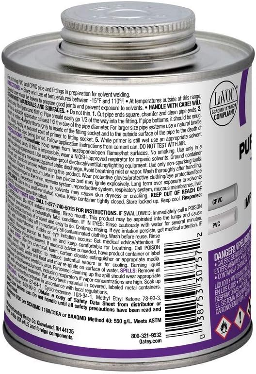 Oatey 30755 Purple Primer 4 Oz
